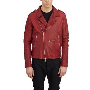 GIORGIO BRATO Men's Leather Biker Jacket Men RED Underwear